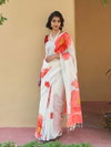 MG 596 Plain Linen With Gold Jari Border Printed Saree Exporters In India